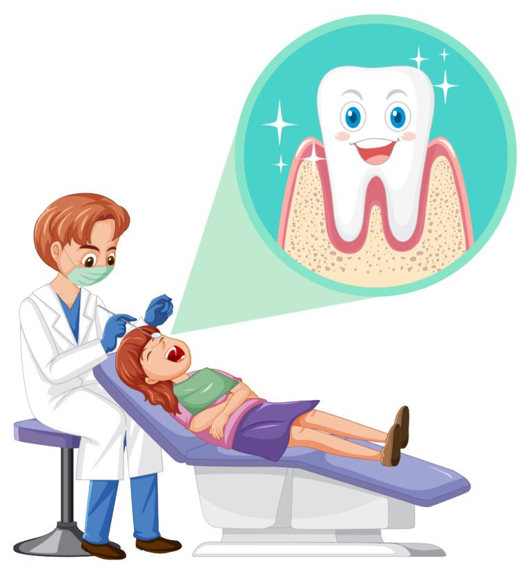 Dentist man examining patient teeth on white background
