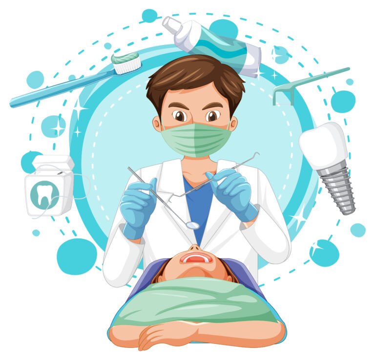 Dentist man examining patient teeth